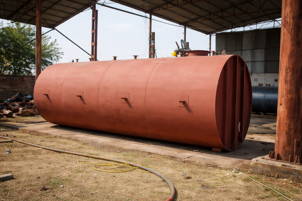 newly constructed industrial storage tank
