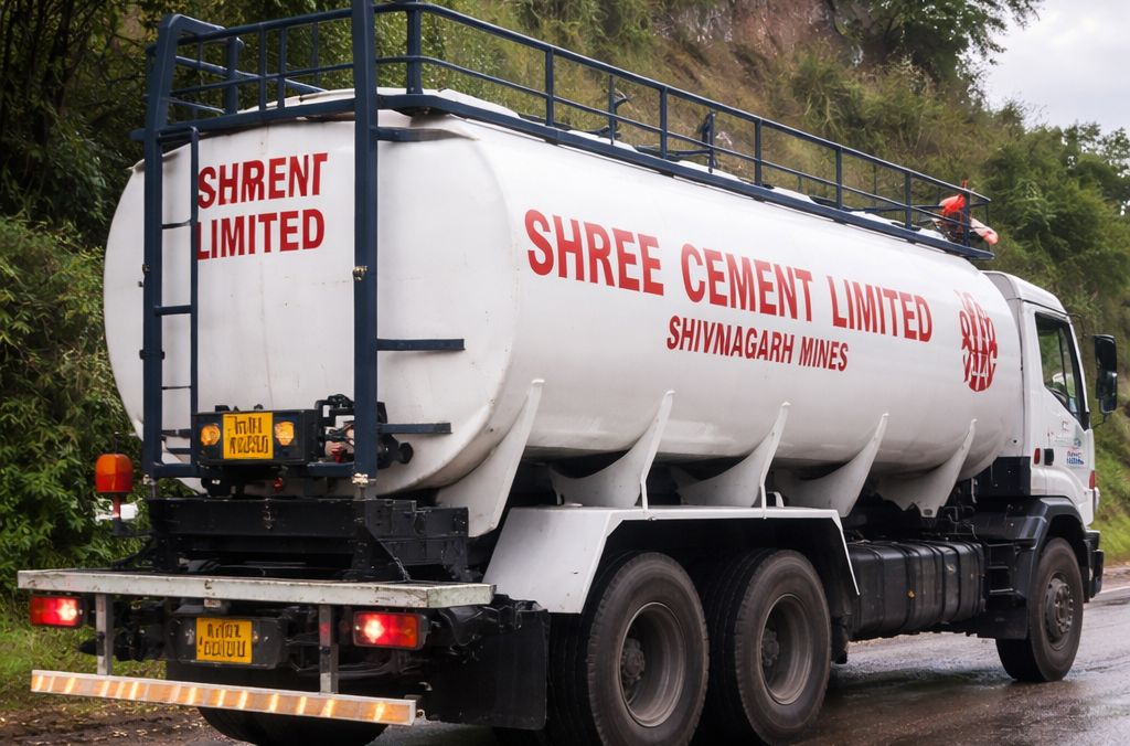 shree cement tanker on rural roadside111
